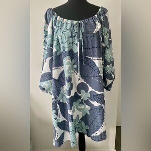 Manuhealii Hiʻilei Dress in Pua Melia Crystal Blue Size XL